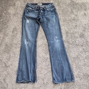 BKE Distressed Blue Flare Jeans
